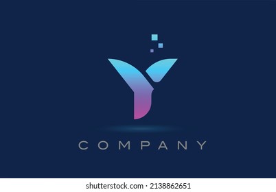 pink blue Y alphabet letter logo icon design. Creative template for company and business with dots