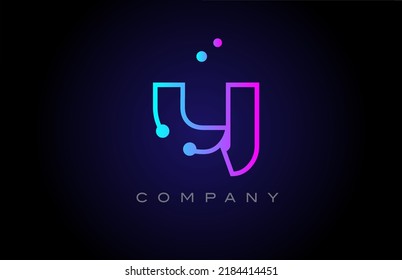 pink blue Y dot line alphabet letter logo icon design. Creative template for company and business