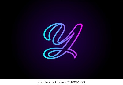 pink blue Y line alphabet letter logo for business and company. Creative template design for lettering and corporate 