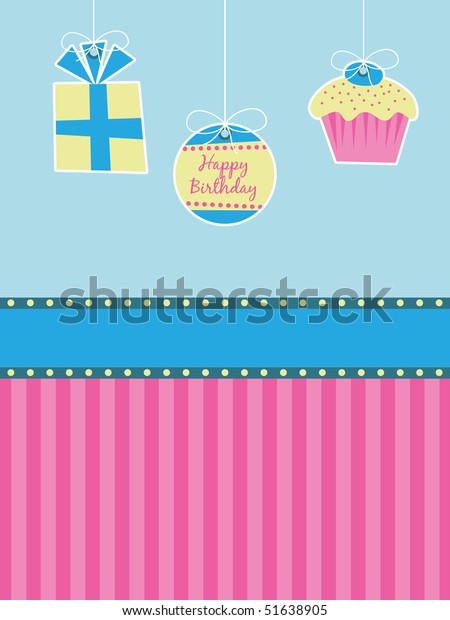 Pink Blue Yellow Birthday Decorations Banner Stock Vector Royalty