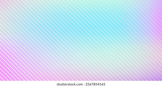 Pink blue yellow gradient wave blurred pattern on white background. Abstract texture magical iridescent. Defocus illustration fairytail sky. Holiday design.