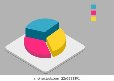 pink blue yellow Isometric cycle diagram for infographics. Vector chart can be used for graph, report, presentation, brochure, web design.