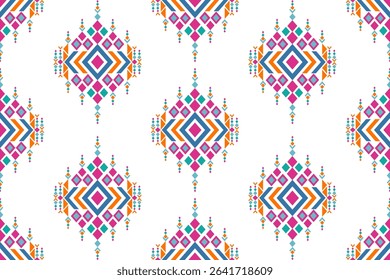 Pink Blue Yellow Seamless Geometry Ethnic Text tile Ornament Decoration