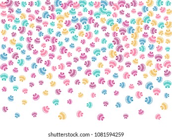 Pink blue yellow seashells vector, pearl bivalved mollusks illustration. Aquatic scallop, bivalve pearl shell, marine mollusk isolated wild life-nature background. Minimalist sea shell pattern.
