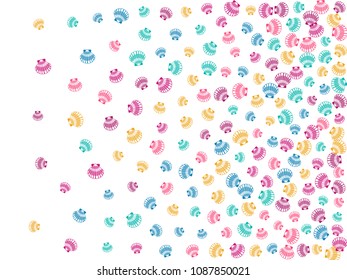 Pink blue yellow seashells vector, pearl bivalved mollusks illustration. Exotic scallop bivalve pearl shell, marine mollusk isolated wild life nature background. Minimalist sea shell vector.