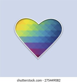 Pink, blue,green  heart polygon. Vector EPS 10 illustration.