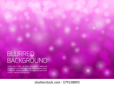 Pink blurred background with twinkly lights. Vector illustration