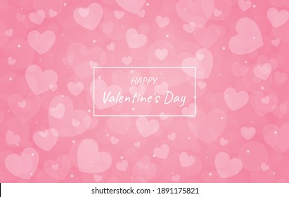 pink blurred happy valentine's day with heart bokeh background. illustration vector.