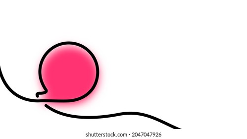 Burbuja rosa de habla borrosa dibujada por una sola línea. Ilustración vectorial.