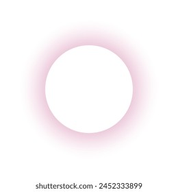 Pink blurry round frame. Circle shape with neon gradient border isolated on white background. Abstract design element with empty space in center. Vector illustration.