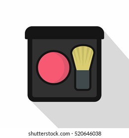 Pink blush with a brush icon. Flat illustration of pink blush with a brush vector icon for web
