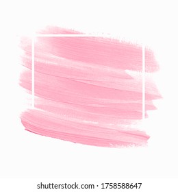 Pink blush make up background element vector over square frame. Perfect watercolor design for headline, logo and sale banner. 