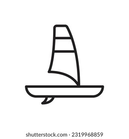 Pink Boat Outline Icon Vector Illustration