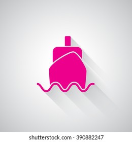 Pink Boat web icon on light grey background