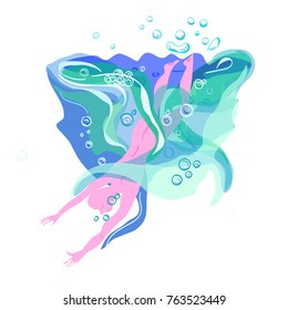 pink body jump into the water