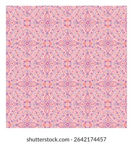 Pink Bohemian Floral Damask Seamless Pattern  Intricate Decorative Vector Design