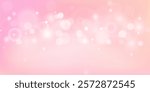 Pink bokeh background design. Romantic soft gradient with abstract blurred light sparkles and copy space. Vector illustration.