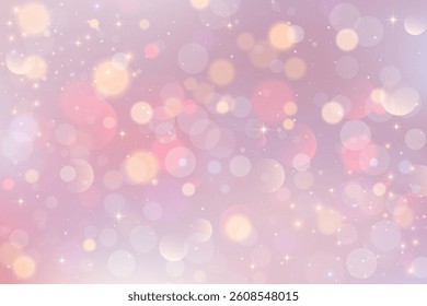 Pink bokeh background with light blurred abstract gradient. Glowing soft purple vector wallpaper with sparkles. Luxury romantic pastel fluid backdrop for Valentine Day