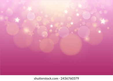 Pink bokeh background. Shiny stars and lights on bright gradient . Magical effect and fantasy concept