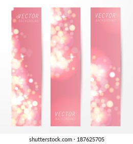 Pink bokeh banner collection. Vector illustration.