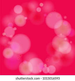 Pink bokeh lights background. Blur glitter texture. Sparkle overlay effect. Defocused effect. Illuminated abstract print. Soft. Tender. Love, Sweet moment. Girly, Childish, Baby Backdrop. Vector.
