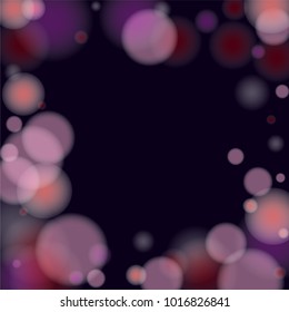Pink bokeh lights background. Blur glitter texture. Sparkle overlay effect. Defocused effect. Illuminated abstract print. Soft. Tender. Love, Sweet moment. Girly, Childish, Baby Backdrop. Vector.