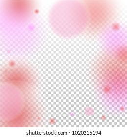 Pink bokeh lights background. Blur glitter texture. Sparkle overlay effect. Defocused effect. Illuminated abstract print. Soft. Tender. Love, Sweet moment. Girly, Childish, Baby Backdrop. Vector.