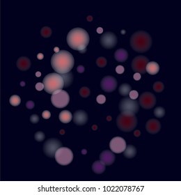 Pink bokeh lights background. Blur glitter texture. Sparkle overlay effect. Defocused effect. Illuminated abstract print. Soft. Tender. Love, Sweet moment. Girly, Childish, Baby Backdrop. Vector.