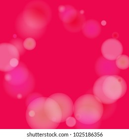 Pink bokeh lights background. Blur glitter texture. Sparkle overlay effect. Defocused effect. Illuminated abstract print. Soft. Tender. Love, Sweet moment. Girly, Childish, Baby Backdrop. Vector.