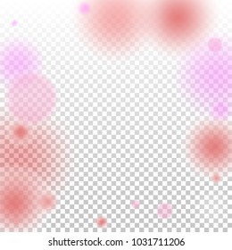 Pink bokeh lights background. Blur glitter texture. Sparkle overlay effect. Defocused effect. Illuminated abstract print. Soft. Tender. Love, Sweet moment. Girly, Childish, Baby Backdrop. Vector.