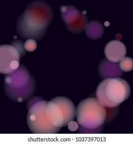 Pink bokeh lights background. Blur glitter texture. Sparkle overlay effect. Defocused effect. Illuminated abstract print. Soft. Tender. Love, Sweet moment. Girly, Childish, Baby Backdrop. Vector.