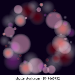 Pink bokeh lights background. Blur glitter texture. Sparkle overlay effect. Defocused effect. Illuminated abstract print. Soft. Tender. Love, Sweet moment. Girly, Childish, Baby Backdrop. Vector.