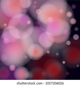 Pink bokeh lights background. Blur glitter texture. Sparkle overlay effect. Defocused effect. Illuminated abstract print. Soft. Tender. Love, Sweet moment. Girly, Childish, Baby Backdrop. Vector.