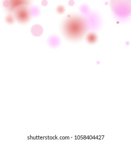 Pink bokeh lights background. Blur glitter texture. Sparkle overlay effect. Defocused effect. Illuminated abstract print. Soft. Tender. Love, Sweet moment. Girly, Childish, Baby Backdrop. Vector.