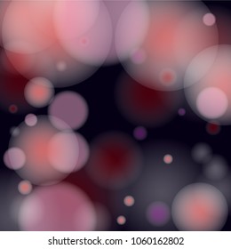 Pink bokeh lights background. Blur glitter texture. Sparkle overlay effect. Defocused effect. Illuminated abstract print. Soft. Tender. Love, Sweet moment. Girly, Childish, Baby Backdrop. Vector.