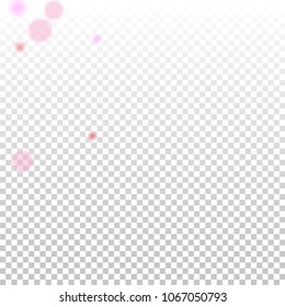 Pink bokeh lights background. Blur glitter texture. Sparkle overlay effect. Defocused effect. Illuminated abstract print. Soft. Tender. Love, Sweet moment. Girly, Childish, Baby Backdrop. Vector.