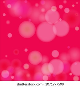 Pink bokeh lights background. Blur glitter texture. Sparkle overlay effect. Defocused effect. Illuminated abstract print. Soft. Tender. Love, Sweet moment. Girly, Childish, Baby Backdrop. Vector.