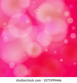 Pink bokeh lights background. Blur glitter texture. Sparkle overlay effect. Defocused effect. Illuminated abstract print. Soft. Tender. Love, Sweet moment. Girly, Childish, Baby Backdrop. Vector.