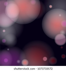 Pink bokeh lights background. Blur glitter texture. Sparkle overlay effect. Defocused effect. Illuminated abstract print. Soft. Tender. Love, Sweet moment. Girly, Childish, Baby Backdrop. Vector.