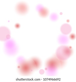 Pink bokeh lights background. Blur glitter texture. Sparkle overlay effect. Defocused effect. Illuminated abstract print. Soft. Tender. Love, Sweet moment. Girly, Childish, Baby Backdrop. Vector.