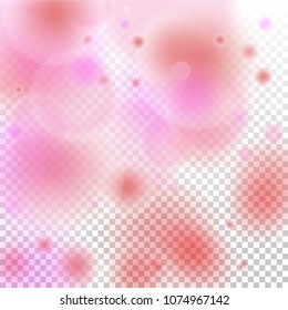 Pink bokeh lights background. Blur glitter texture. Sparkle overlay effect. Defocused effect. Illuminated abstract print. Soft. Tender. Love, Sweet moment. Girly, Childish, Baby Backdrop. Vector.