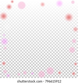 Pink bokeh lights background. Blur glitter texture. Sparkle overlay effect. Defocused effect. Illuminated abstract print. Soft. Tender. Love, Sweet moment. Girly, Childish, Baby Backdrop. Vector.