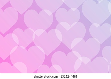 Pink Bokeh lights gradient background with hearts