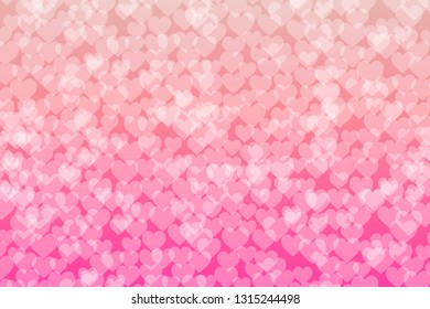 Pink Bokeh lights gradient background with hearts