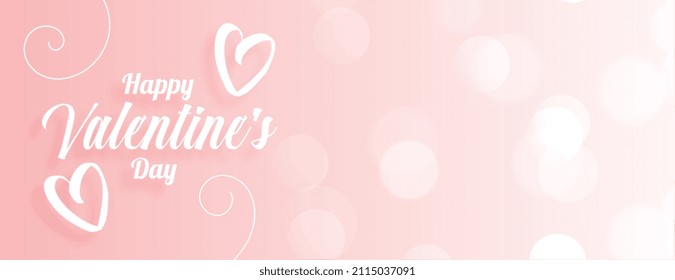 pink bokeh valentines day hearts banner design