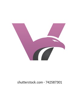 Pink Bold Eagle Initial V Logo Vector