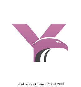 Pink Bold Eagle Initial Y Logo Vector