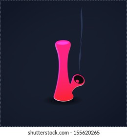 A pink bong with smoke