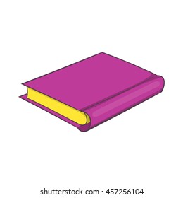 Pink book icon in cartoon style isolated on white background. Reading symbol