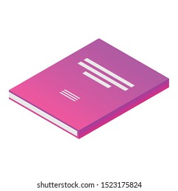 Pink book icon. Isometric of pink book vector icon for web design isolated on white background